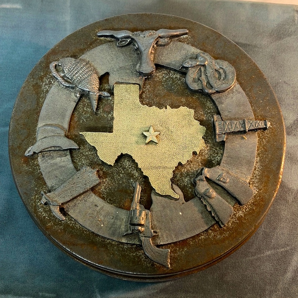 Metzke Pewter Texas candy/cookie tin